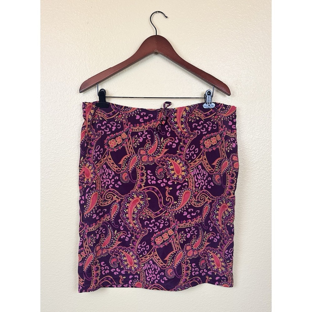 Vtg Jonathan Martin Paisley Skirt Whimsigoth Y2K Boho Pencil Midi Purple Large